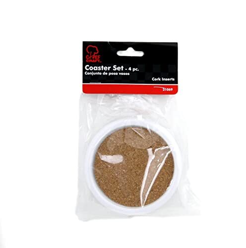 Basic Cork Coasters with Plastic Frame, 4 inches in diameter 4 piece set,