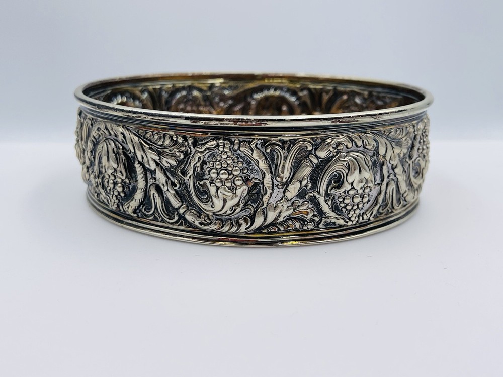Tiffany Antique Silver Soldered Repousse Grape Pattern Wine Coaster