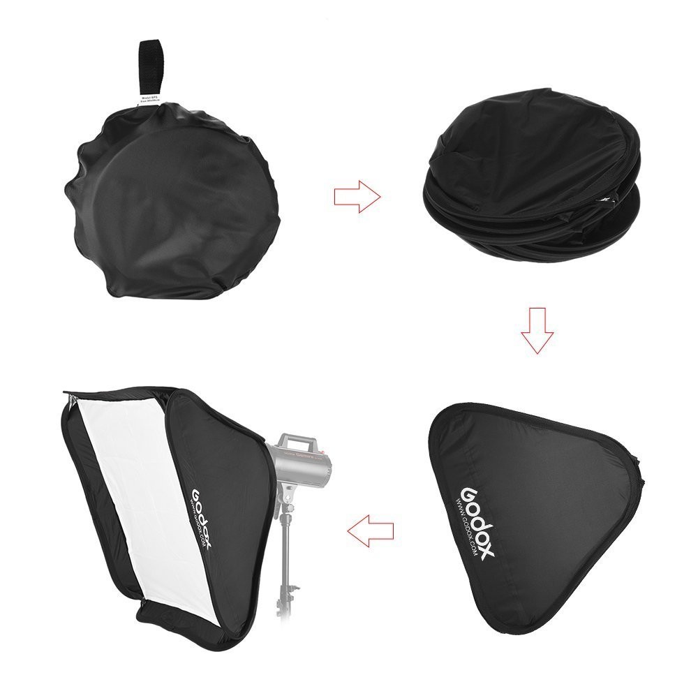 32x32 inches / 80x80cm Portable Foldable Studio Flash Softbox Diffuser kit wi...