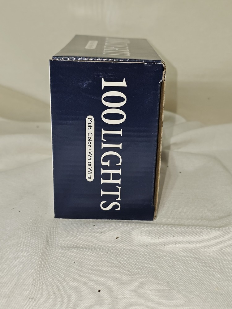 100 Holiday String to String Style Lights (White Wire; Red, Clear, Blue Bulbs)