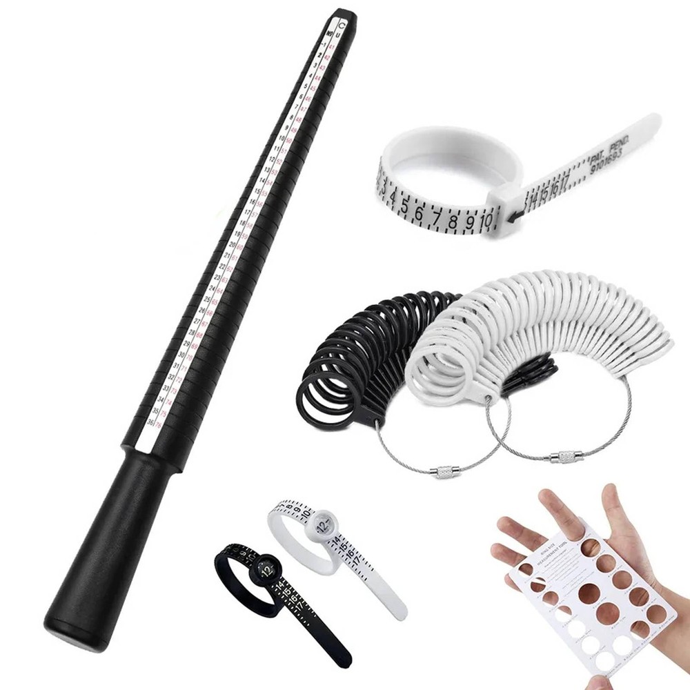 Ring Sizer Measuring Tool,Ring Measurer and Mens Sizer,7pcs White+Black