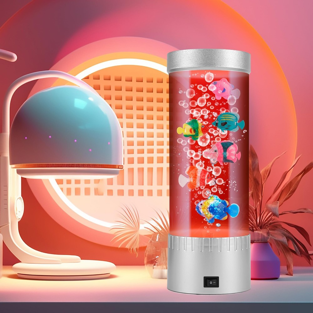 RABOW RUN Bubble Color-Changing LED Fish Compact (12.6 inches height), Silver