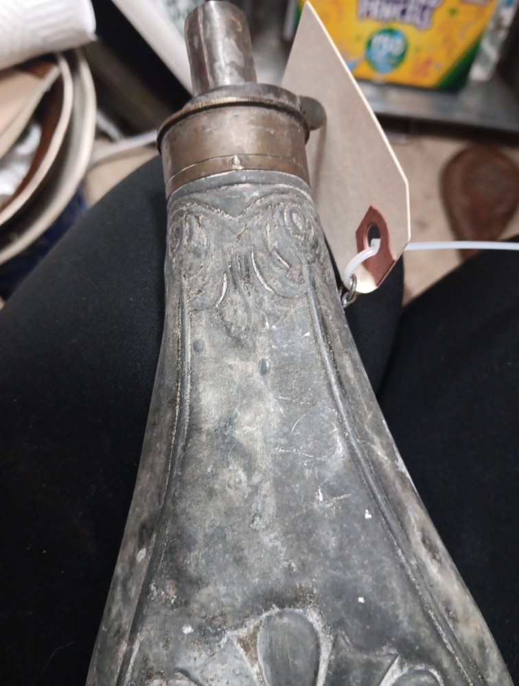 antique powder horn flask