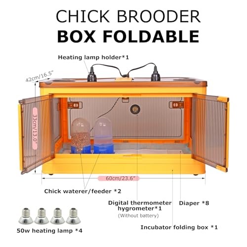 Chick Brooder Box for Chicks, Quail Brooder Box Kit with Heater Feeder and