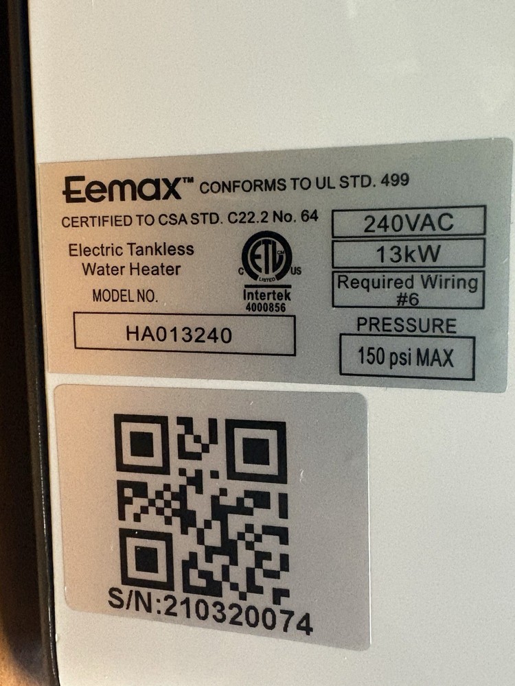 EcoSmart ECO 11 Tankless Water Heater Electric 240v 13KW