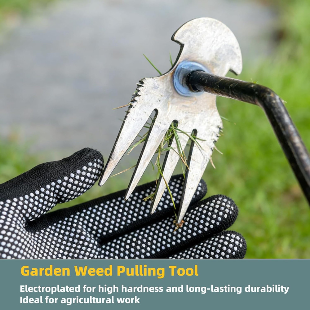 Durable Dual-Purpose Weed Puller Tool with Manganese Steel Teeth