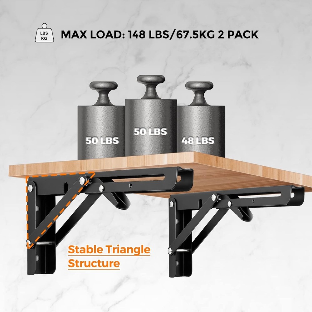 Wall Table Fold Down Hinge,10 Inch Self-Locking Folding Hinge,Save Space Drop