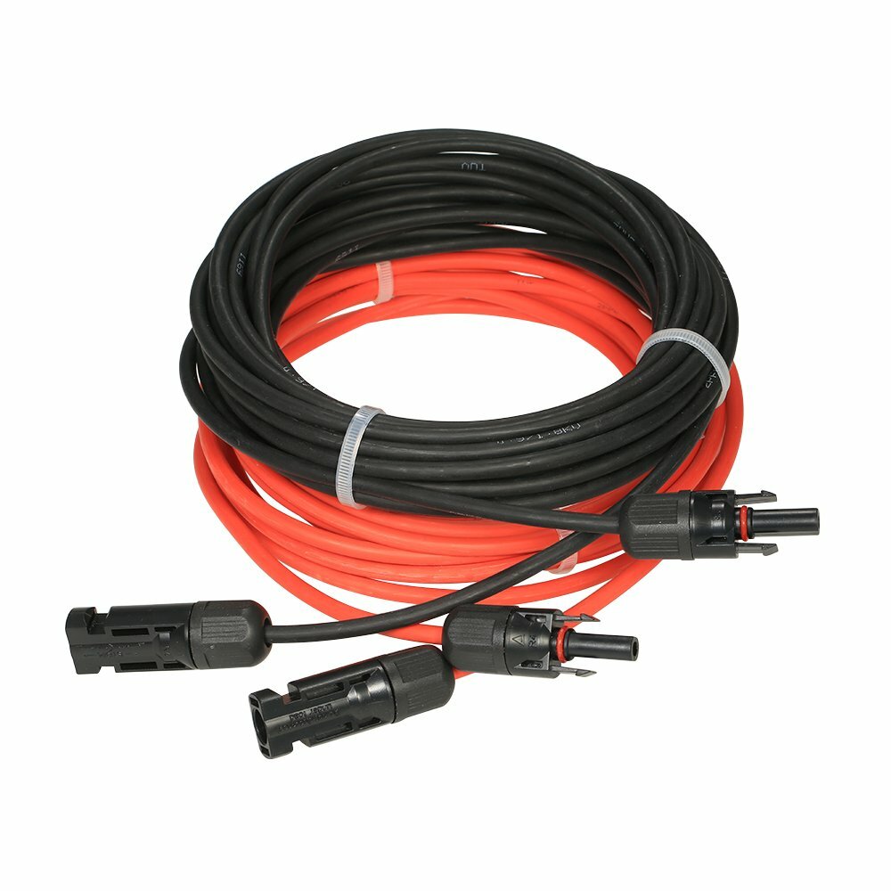 Black+Red 10 AWG Solar Panel Extension Cable Silicone Flexible Wire Connectors