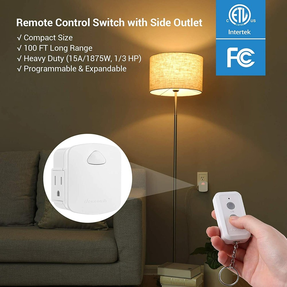 DEWENWILS Remote Control Outlet Wireless Remote Light Switch 100 FT Long Range