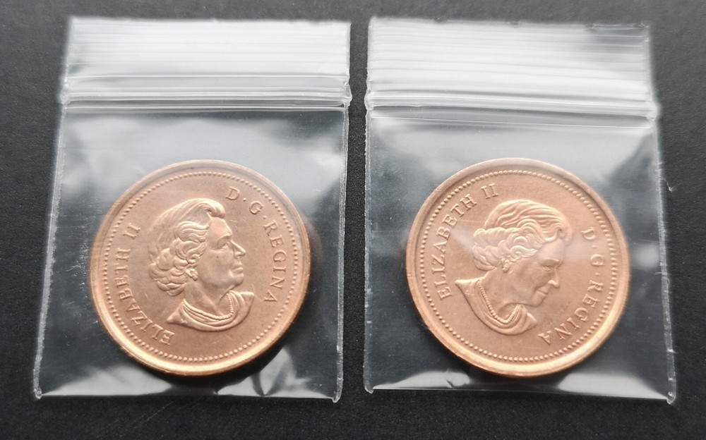 ***CANADA 2004 AND 2005 NO P *** ONE CENT *** FROM MINT ROLLS ***