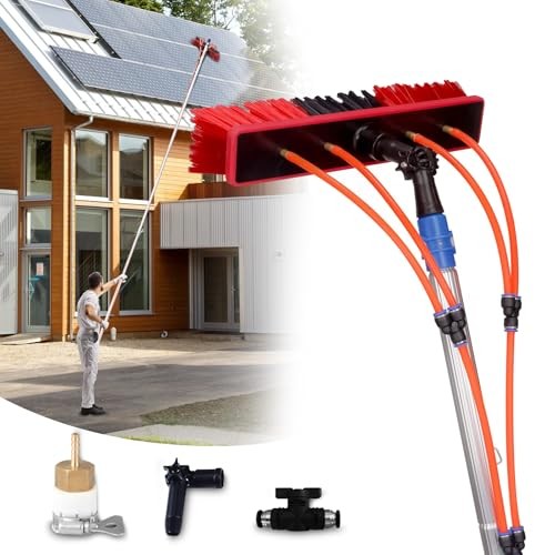 35 FT Water Fed Pole Kit Adjustable Solar Panel Cleaning Kit Cleaner Tool Red