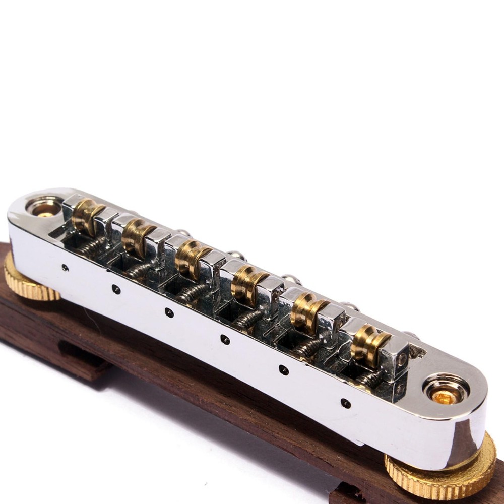 Replacement Guitar Bridge Copper Bridge Roller Saddles Archtop Rosewood Base