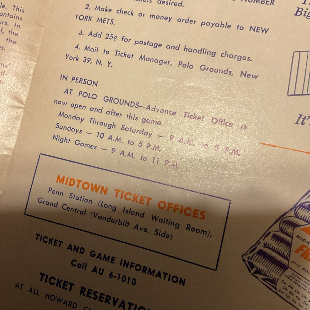 1963 New York Mets baseball program And Scorecard Signed! Read description.
