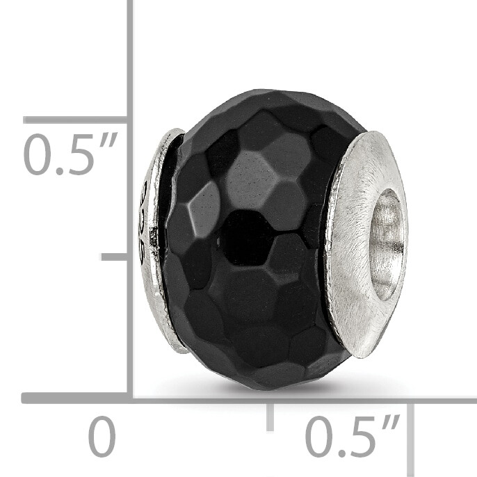 Silver Reflections Black Agate Stone Bead QRS1672
