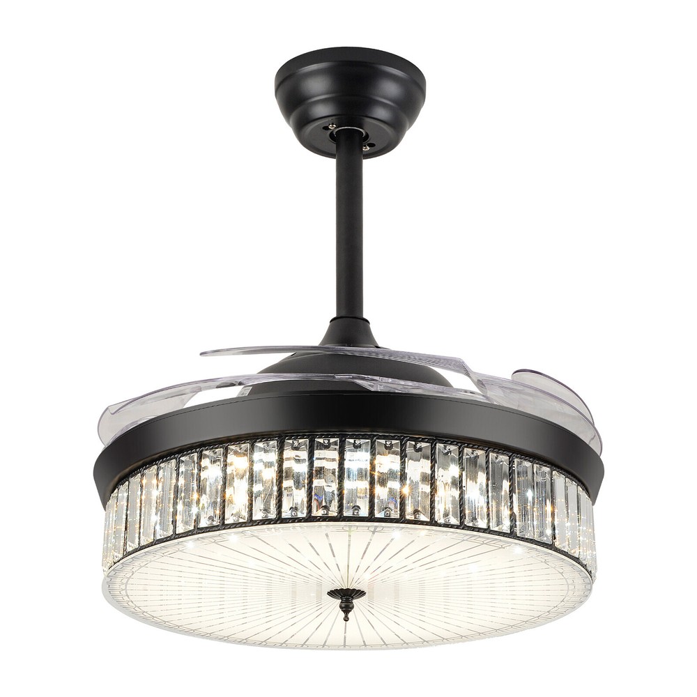 42 Inch Retractable LED Ceiling Fan Light with Remote Control and Timer