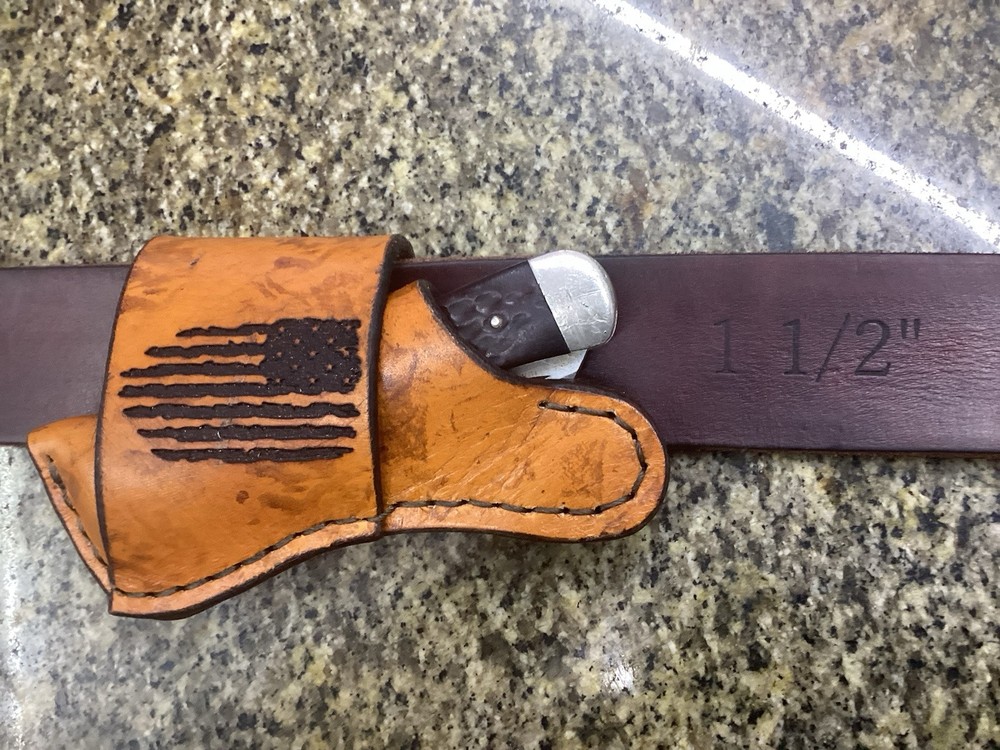 Leather Folding Knife Sheath Horizontal for Trapper Size (Sheath Only)
