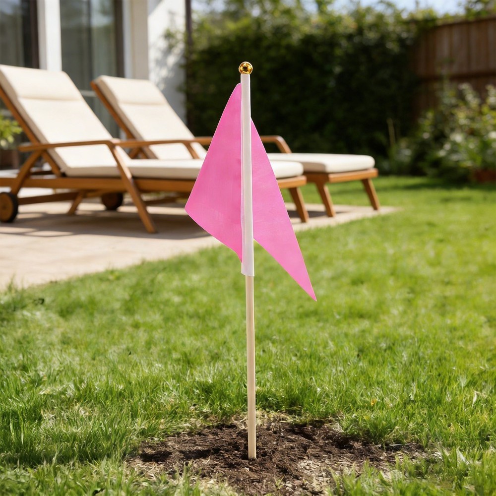 16pcs Garden Marking Flags - Small Triangular Yard Markers with Bamboo Sticks