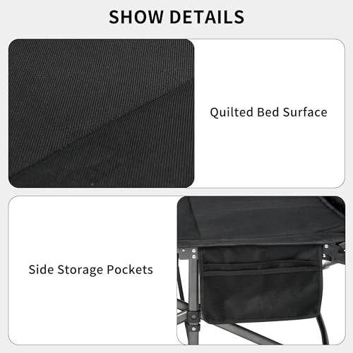Folding Camping Cot for Adults GoWild Portable Sleeping Cot with Carry Black