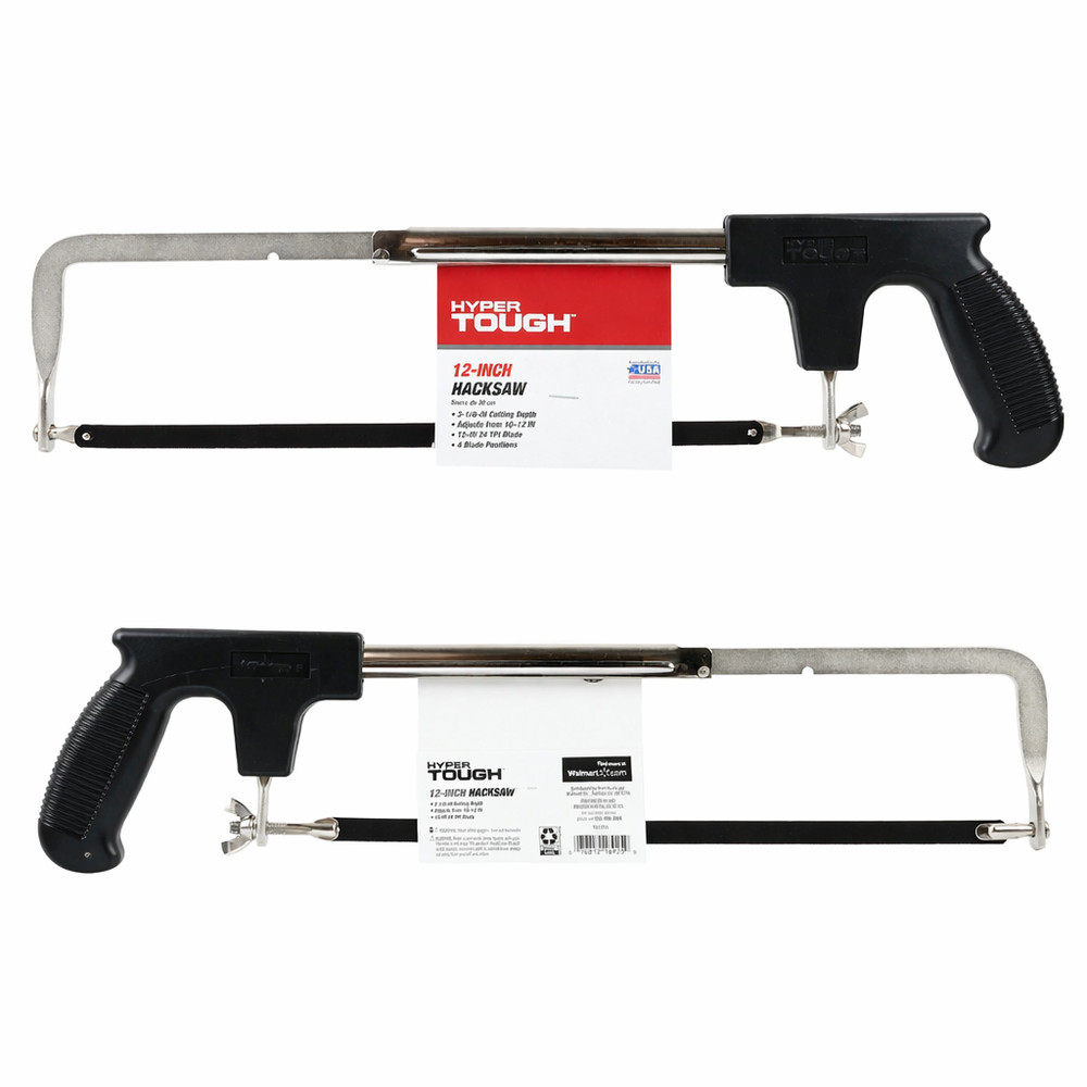 12" Adjustable Frame Hacksaw with Steel Handle & 12-Inch Blade