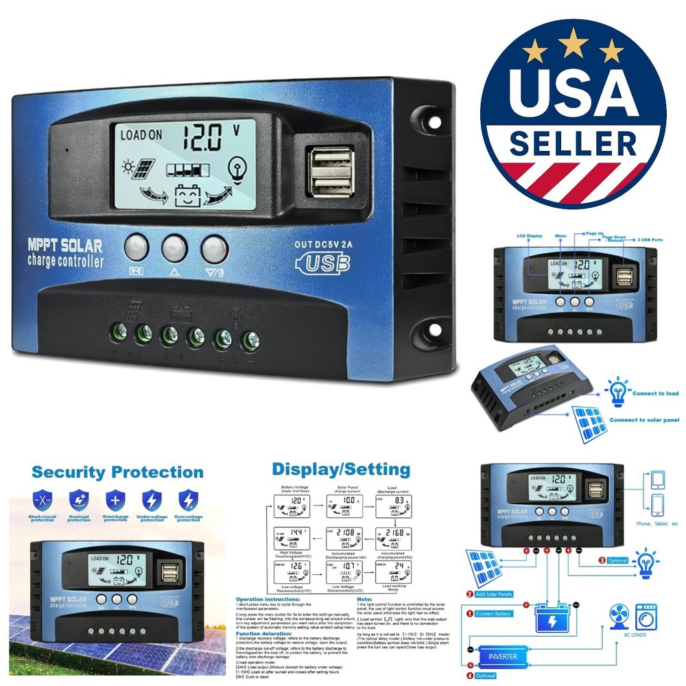 Efficient 30A MPPT Solar Charge Controller - LCD Display & High Compatibility
