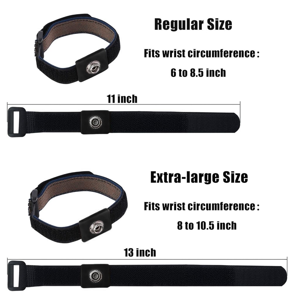 Anti Static Wrist Strap, 11" Wristband Regular Size, Black