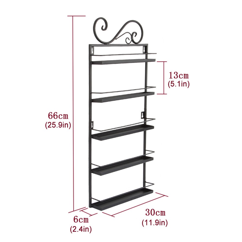 5-Layer Black Nail Polish Rack Large Display Storage Organizer Wall-mounted