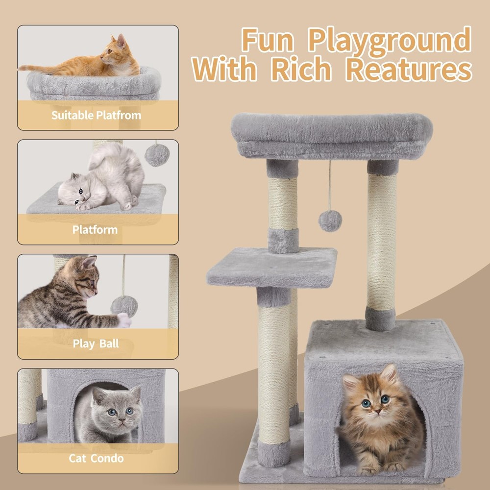 Indoor Cat Tree Tower with Scratching Posts Activity Center