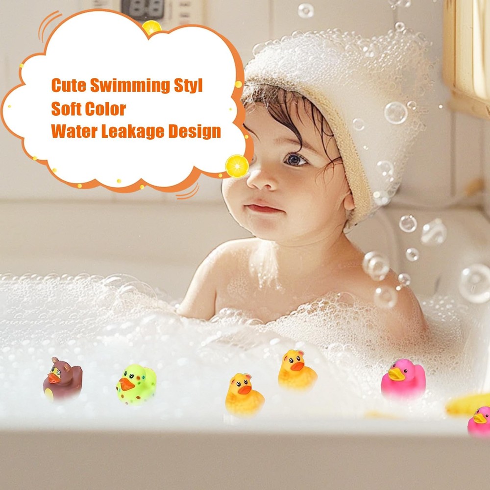 LINICE 30 Pcs Rubber Ducks, Random Assortment Ducks Bulk, Small, Multicolor