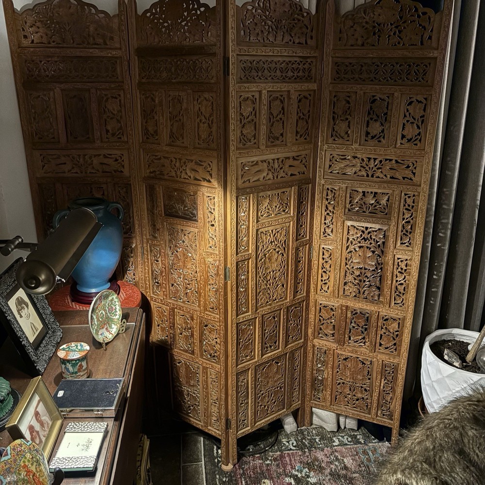 Hand carved from India 4 panel room divider