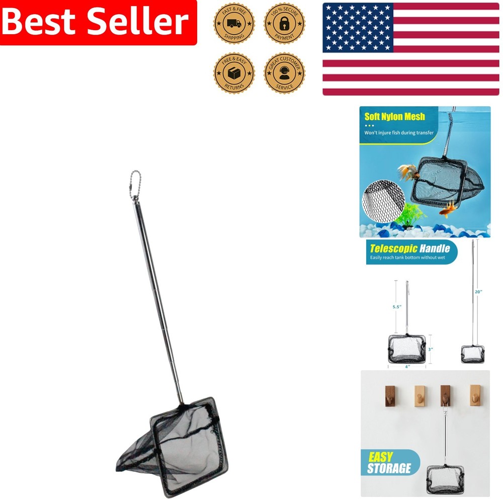 Extendable Aquarium Net with Adjustable Handle - Safe Netting for Delicate Fish