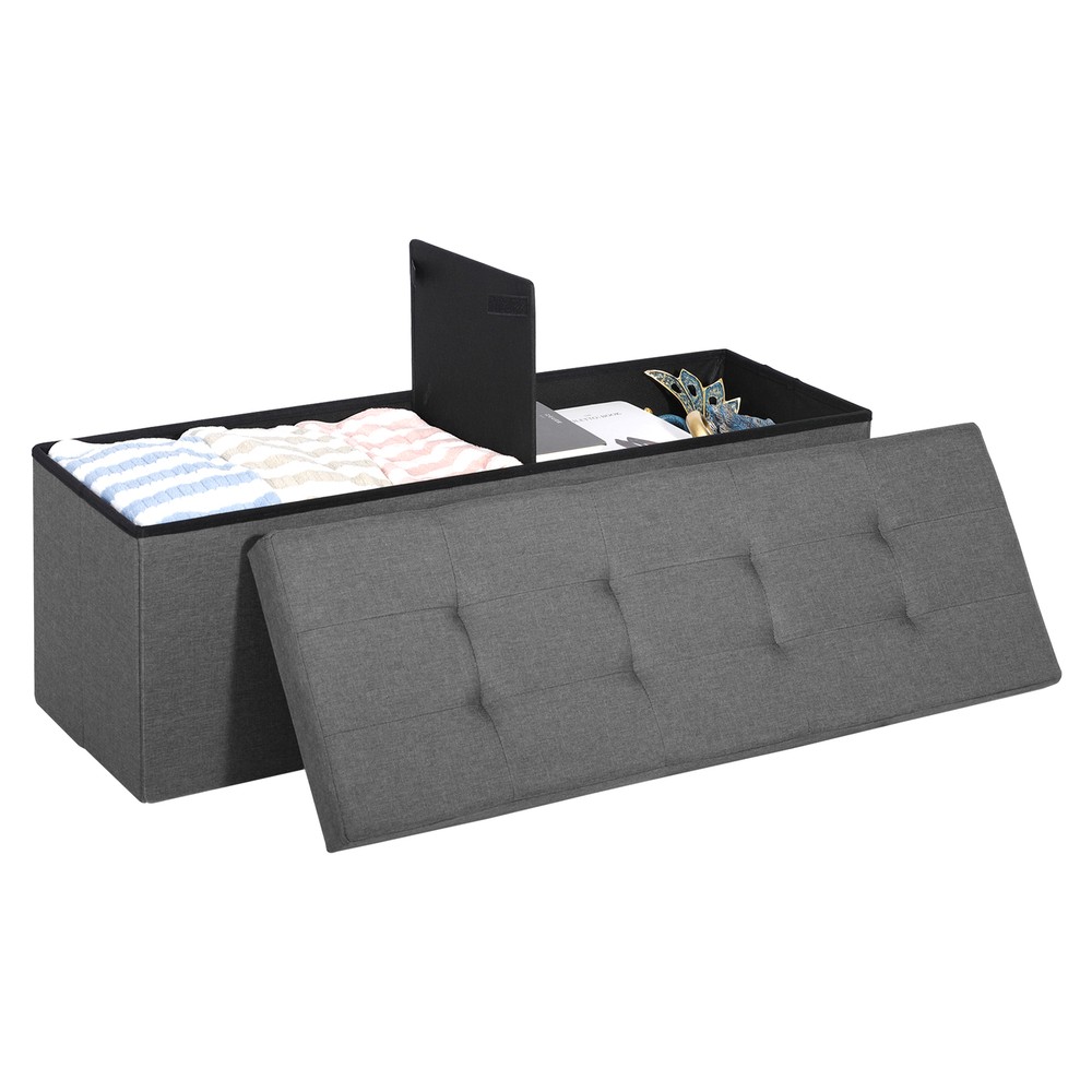 43'' Storage Ottoman Bench Foldable with Hidden Storage FootStool Save Space