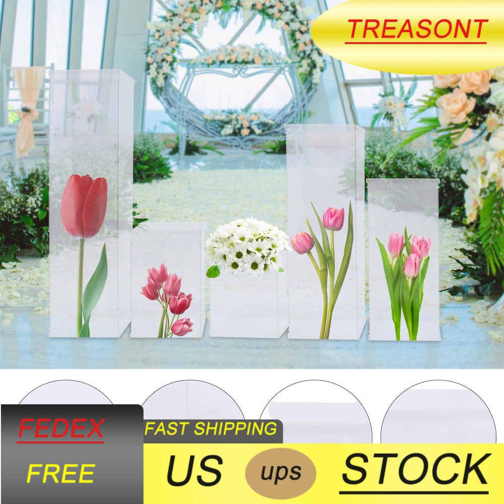 Acrylic Display Box Rectangular Floral Display Box Freestanding New 5 Pieces