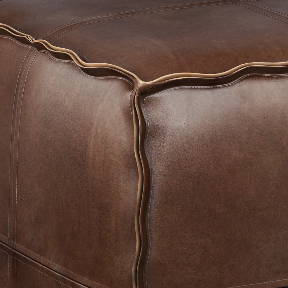 Brody - Square Pouf - Distressed Dark Brown