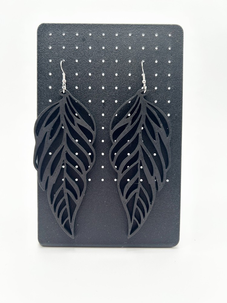 Leaf Motif Dangle Earrings - 3D Printed - Bold