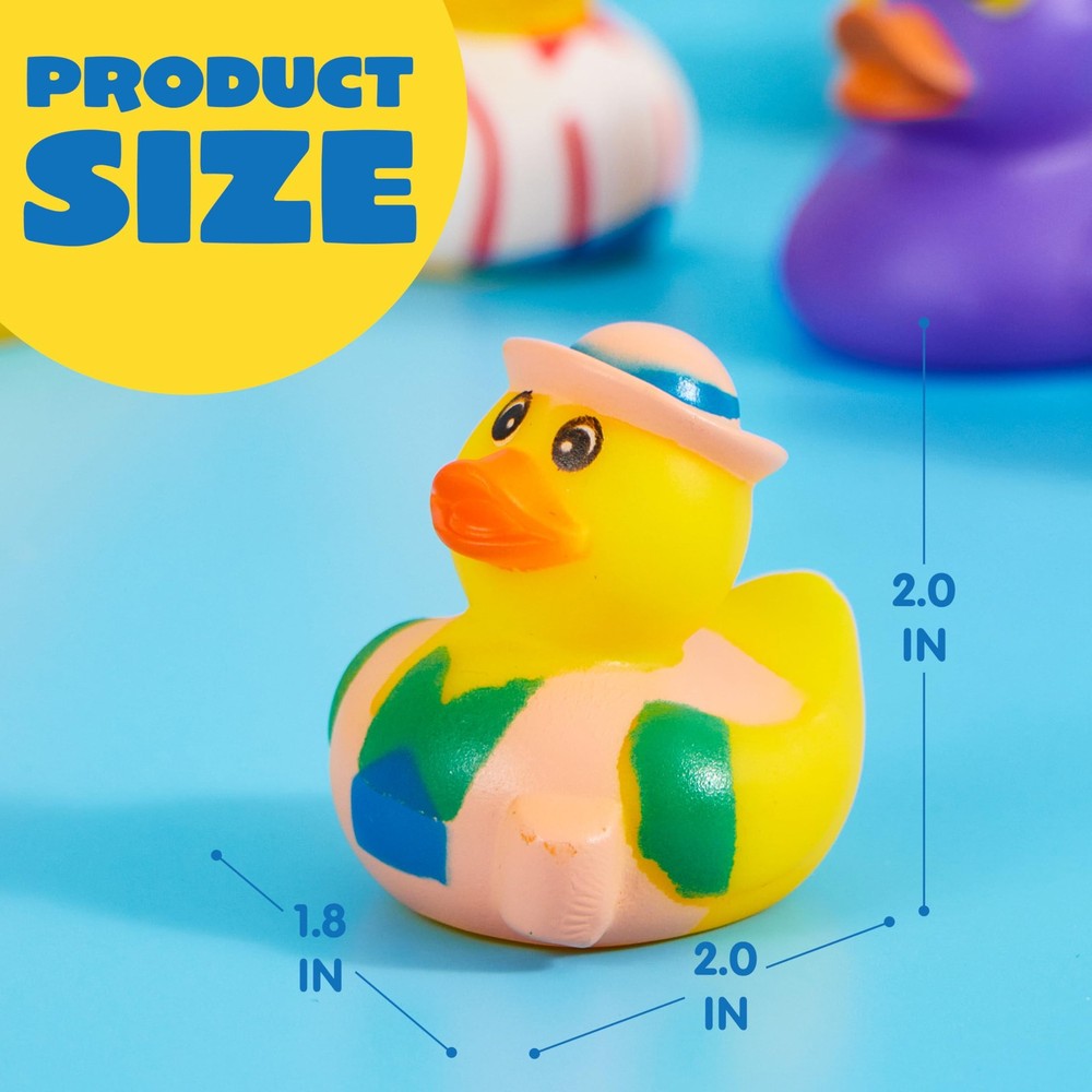 JOYIN 30 Pcs Rubber Ducks, Random Assortment Ducks Bulk with Mesh Carry Small