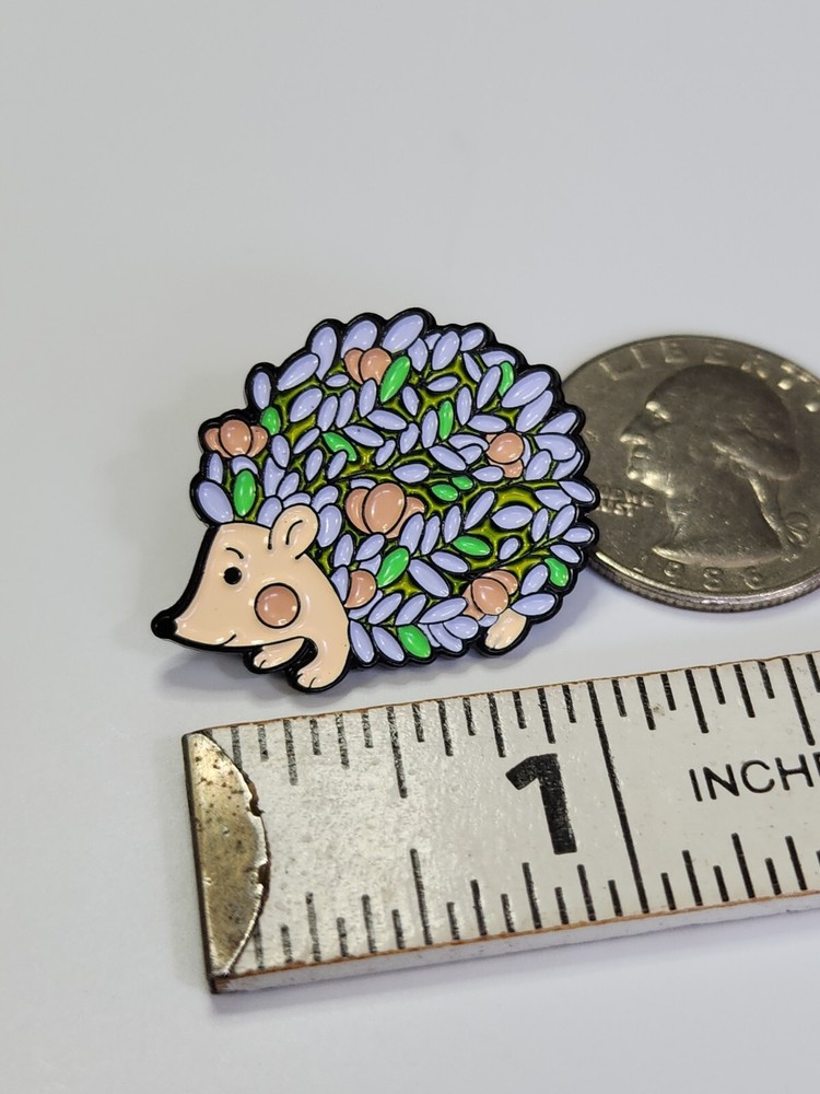 Hedgehog Covered in Leaves Lapel Pin