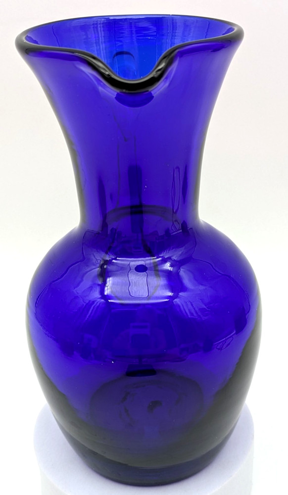 Cobalt Blue Pitcher Clear Applied Handle