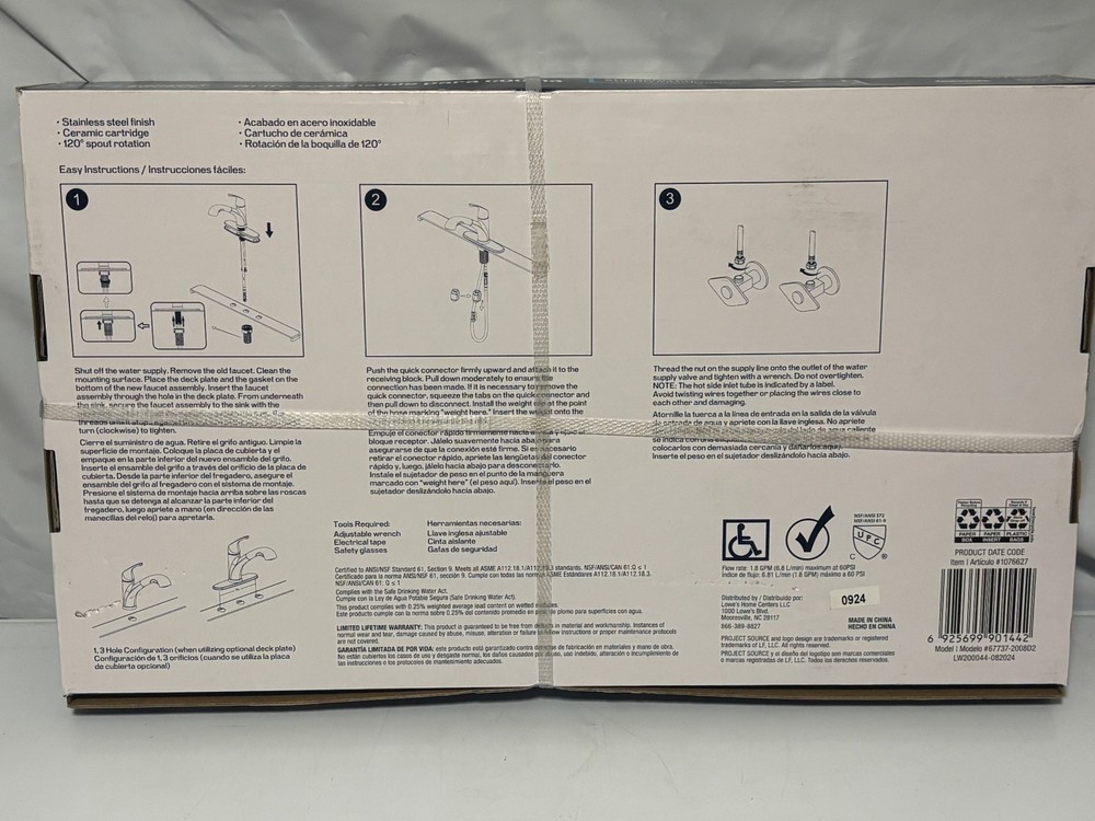 Project Source EVERFIELD Stainless Steel Single Handle Pull-out Kitchen Faucet