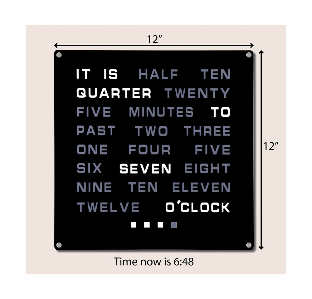 Tech Tools LED Word Clock - Displays Time as Text - Powered by AC Adapter (12...