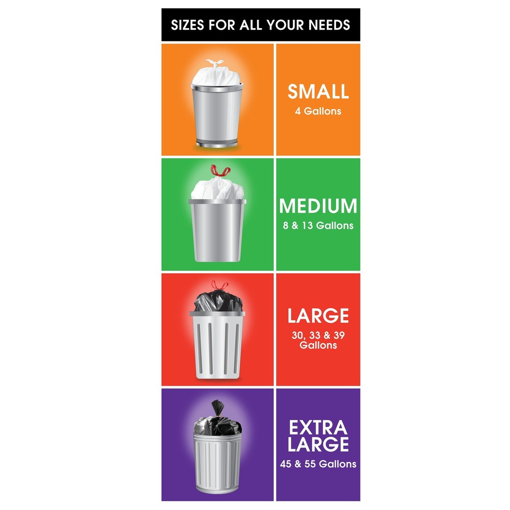 Strong Flex 13-Gallon Drawstring Tall Kitchen Trash Bags, Citrus Burst, 40 Count