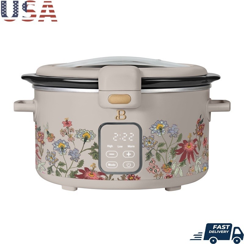 4qt Slow Cooker W/ Locking Lid Dishwasher Safe Digital Display Timer Settings US