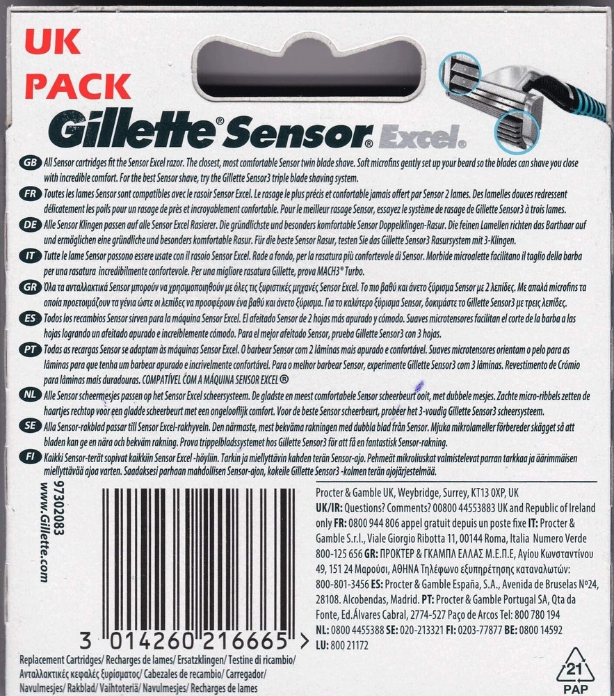 Gillette Sensor Excel - 50 Count (5 x 10 Packs)