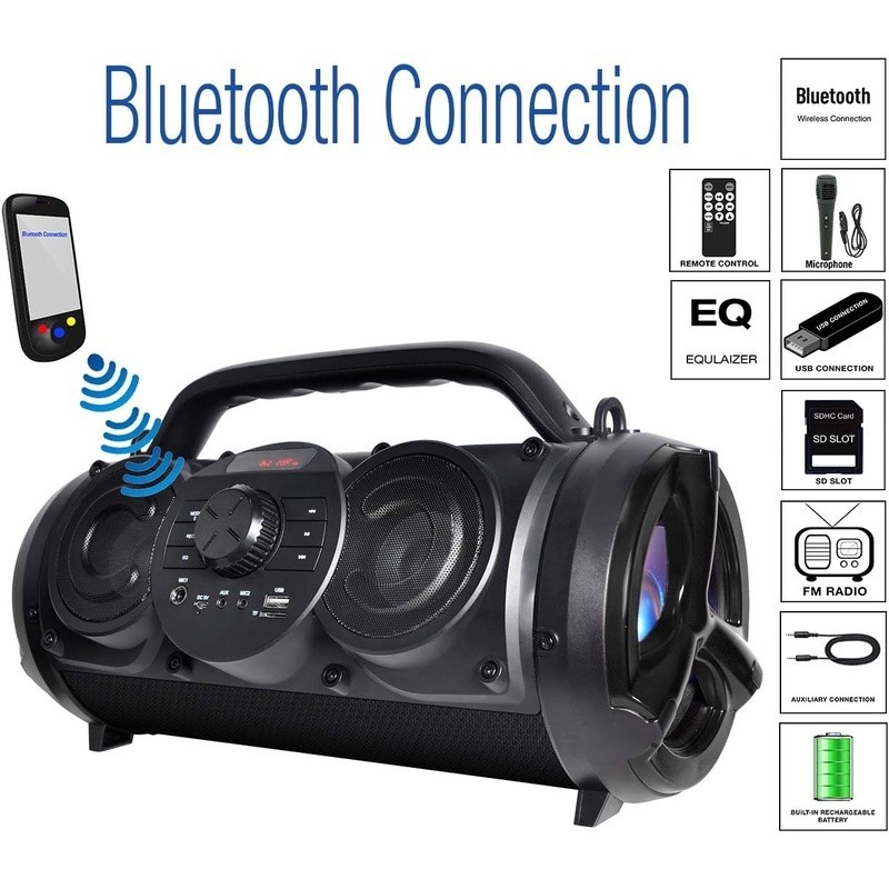 Bluetooth Karaoke Speaker Wireless Microphone Remote Control RGB Light New