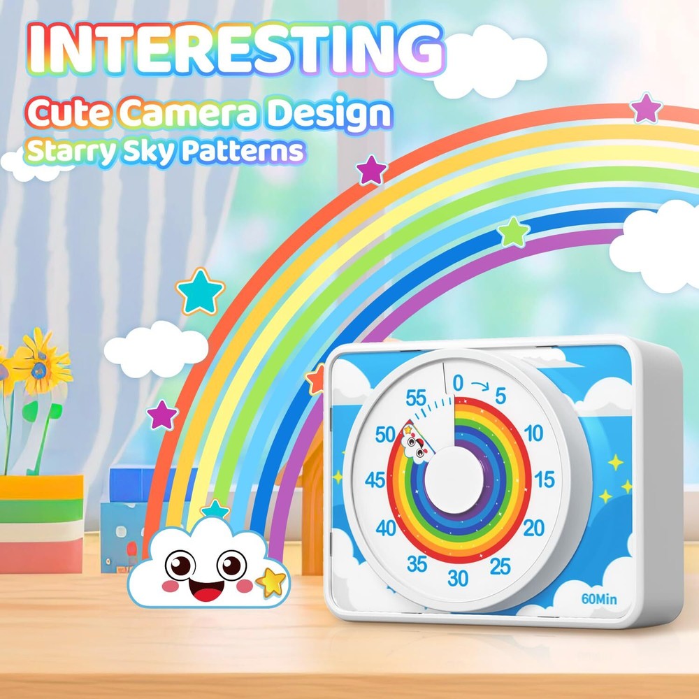 Visual Timer for Kids Rainbow 60 Min Countdown Tool for School Office Kitchen