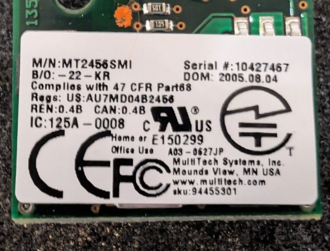 New, Multi-Tech Systems, MT2456SMI-22, MODEM V.22BIS SERIAL DATA 5V
