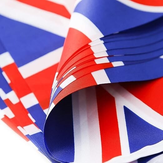 Union Jack Flag Bunting 32.8ft/30pcs British Rectangular Flag Banners String