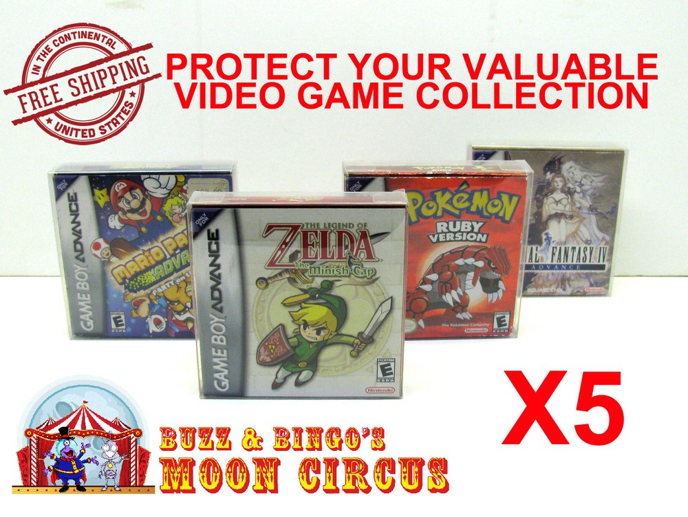 5x NINTENDO GAME BOY ADVANCE GAME BOX - PROTECTIVE BOX PROTECTOR SLEEVE CASE