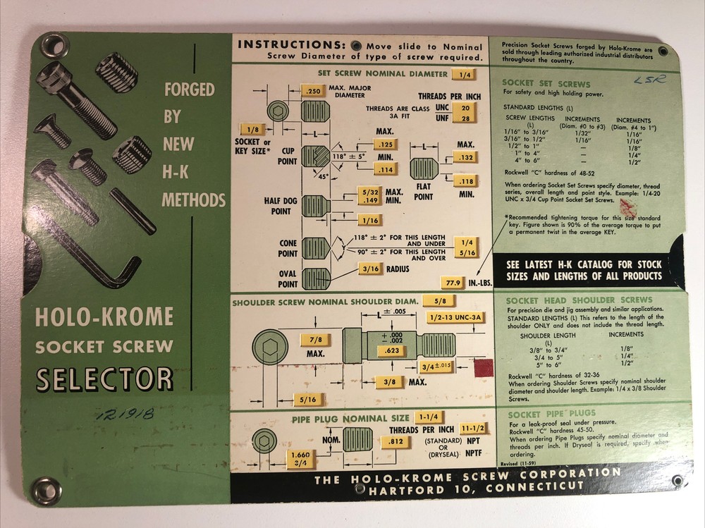 Holo-Krome Socket Screw Selector