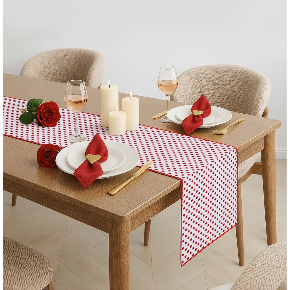Reversible Hearts Table Runner Cotton