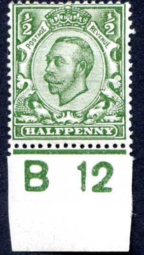 1/2d Green B12 Control mounted mint
